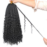 14Inch Boho Box Braids Crochet Hair Curly Ends Bohemian Goddess Box Braids Hair Pre-looped Braiding Hiar