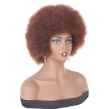 4 Inch Afro Fluffy Afro Wig Short Natural Looking Wigs Synthetic Wig Fluffy Afro Curly Hair Wig