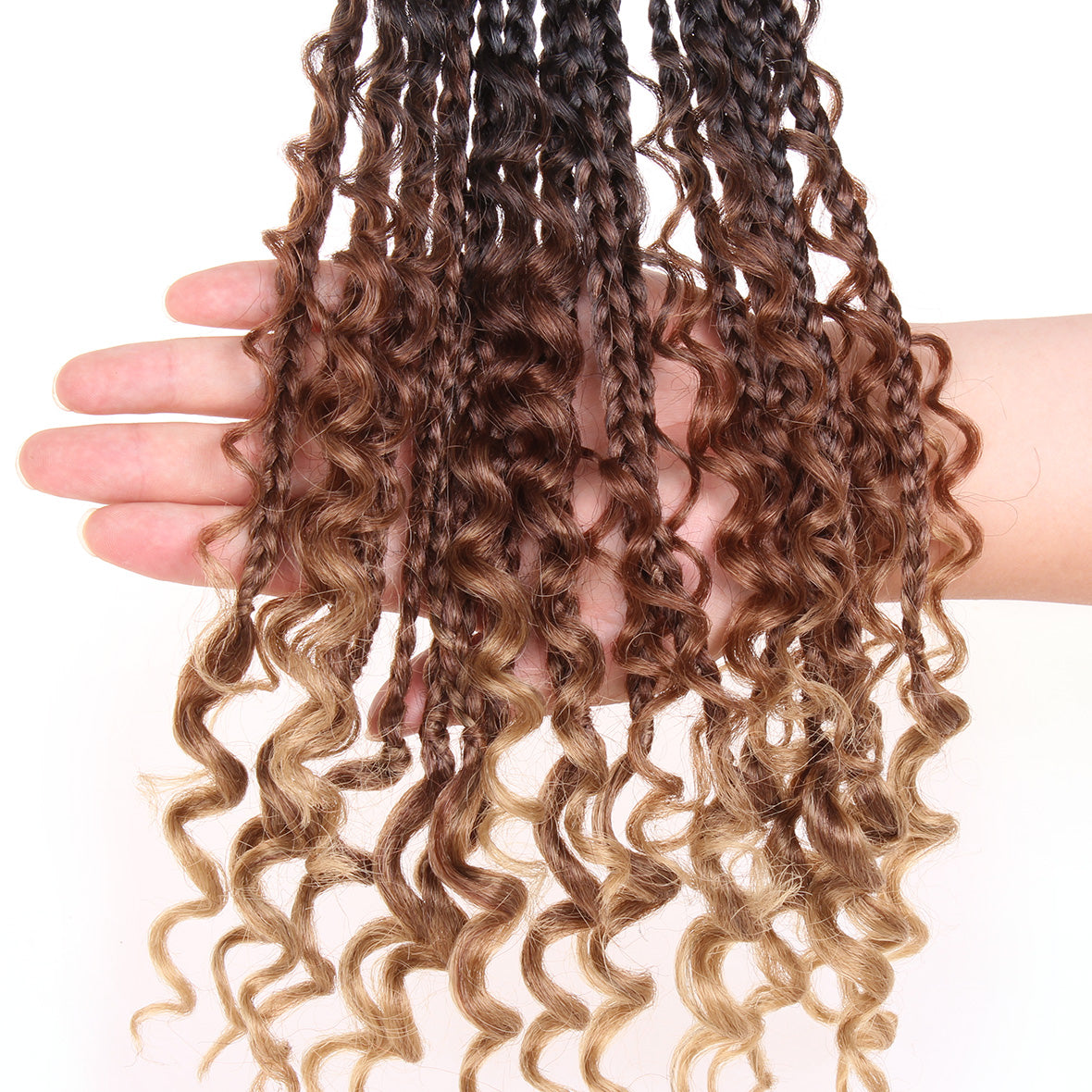 Bohemian ombre set – Dreads Curls Braids. Brown & Blonde. Boho jewelry