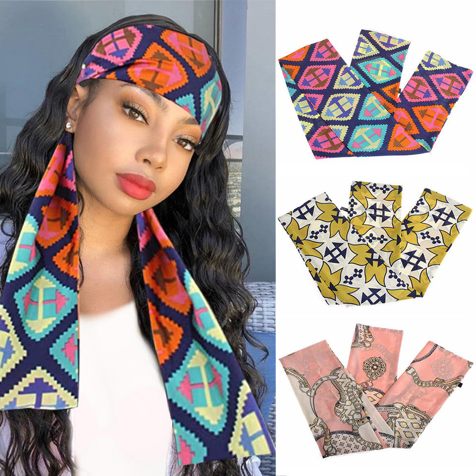 New Silk Scarf Women Hairband Ribbons Tied Scarf Bag Decoration Tie Multifunction Hand Ribbon Scarves