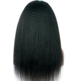 Kinky Straight Lace Front Synthetic Hair Wigs Yaki Straight Lace Front Wigs For Black Women Natural Color