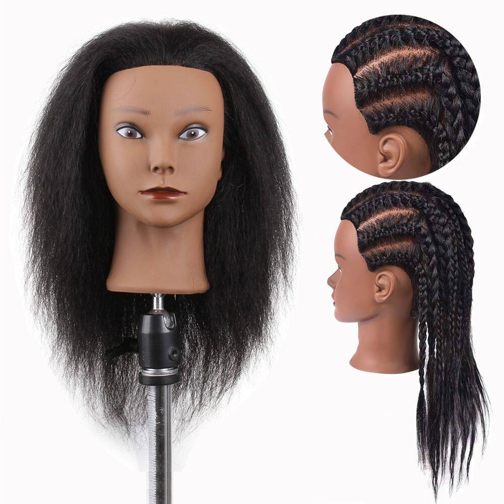 Afro Mannequin Head Human Hair Head Hairdresser African American Training  Brown