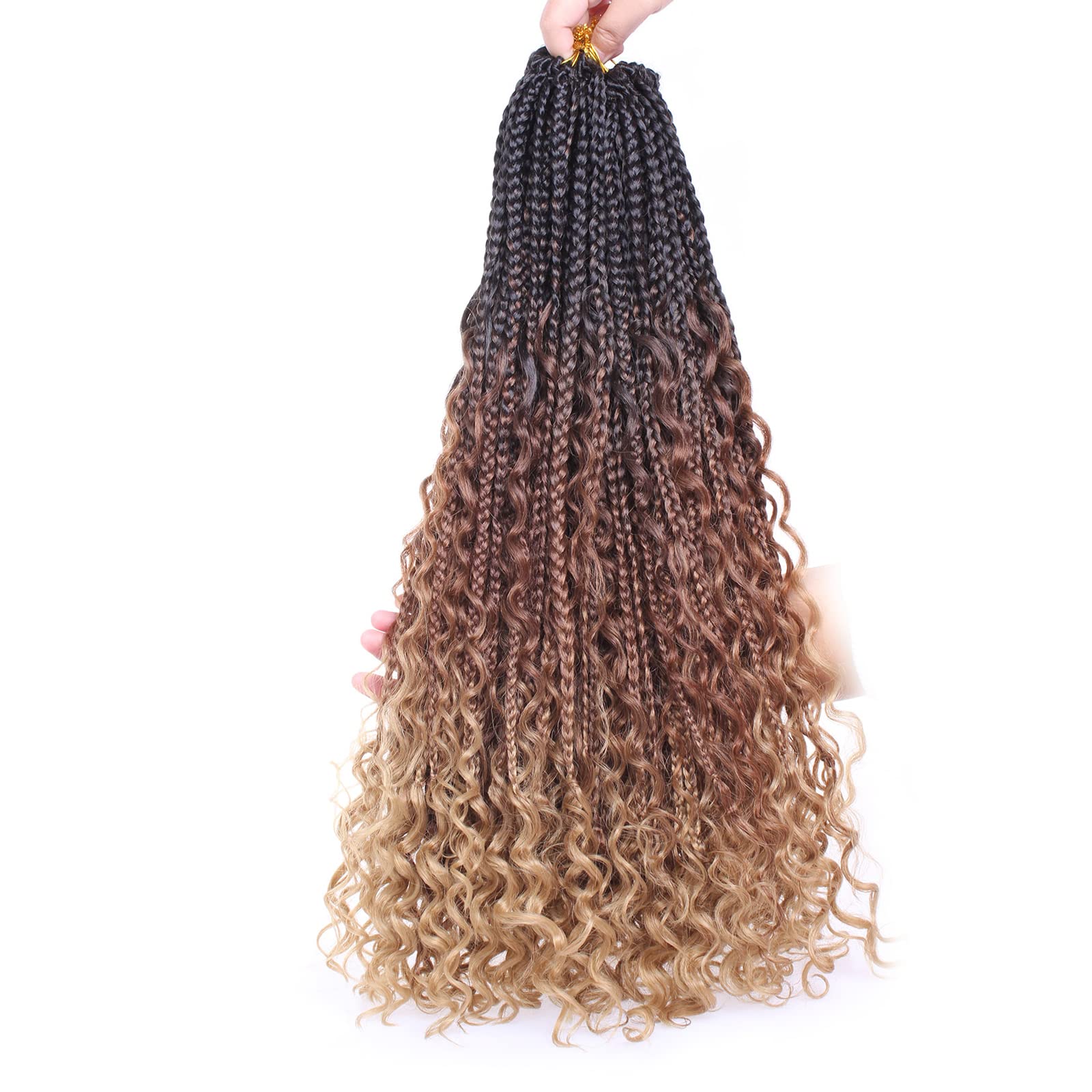 DinDong Bohemian Box Braids Hair With Curls 18 Synthetic Boho Goddess  Crochet Hair Braid With Curls Ends For Women Kids