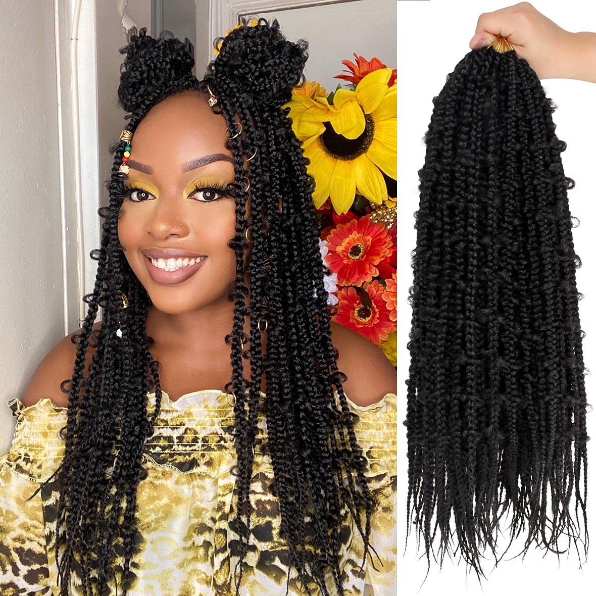 Goddess Braids Crochet Hair with Curly Ends 20Inch Pre-looped