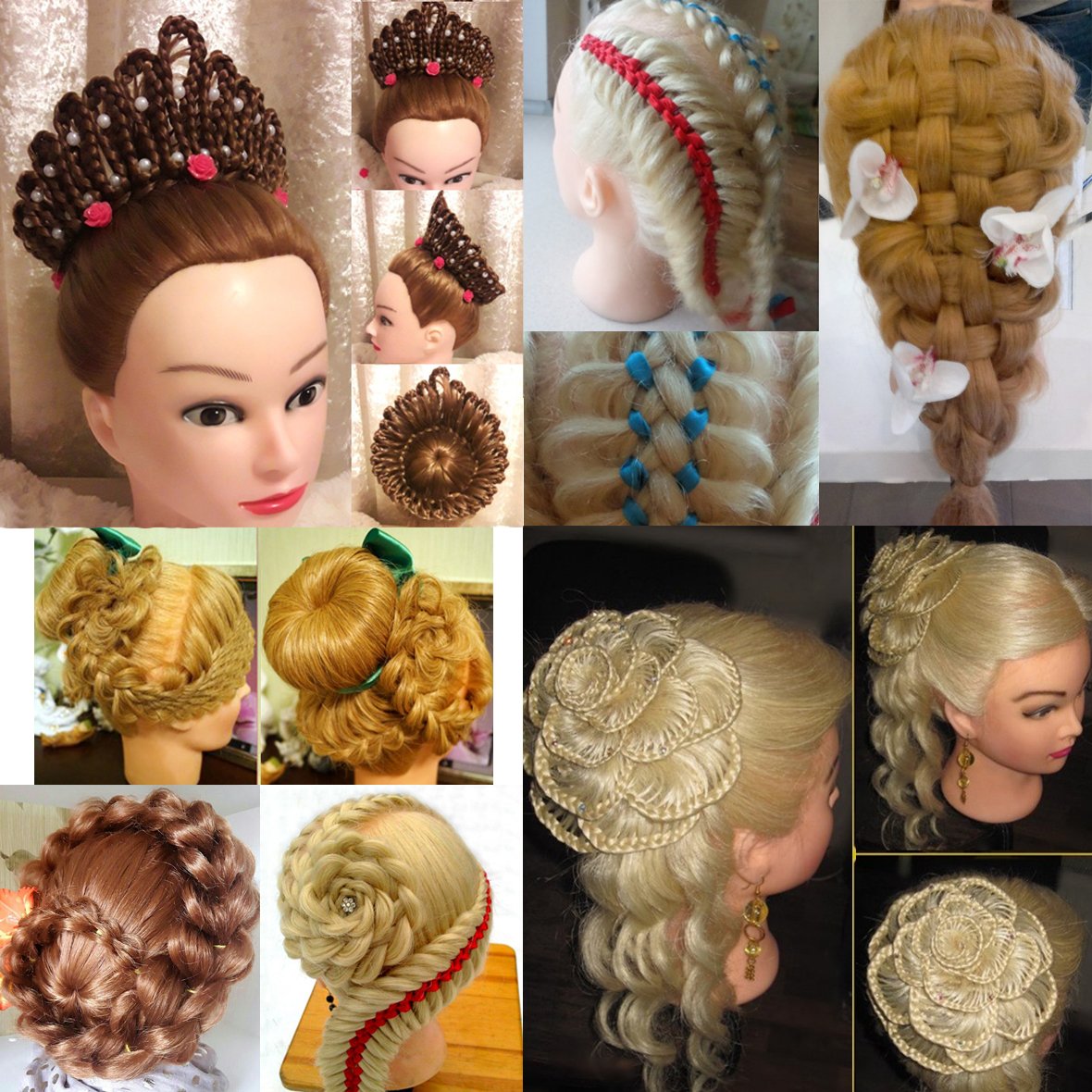 Braiding Mannequin Head Durable Hairdresser Head Gold Brown For
