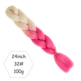 Ombre Synthetic Jumbo Crochet Brainds 24inch Ombre Kanekalon Braiding Hair Extension For Women Pink