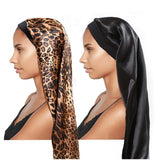 2 Pack Large Satin Sleep Cap for Black Women Soft Elastic Hair Braid Bonnet for Sleeping