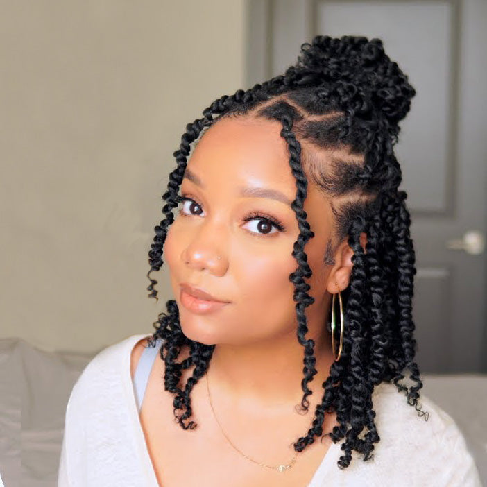Pre-twisted Passion Twist Crochet Hair with Curly Ends Pre looped Synt –  unionbeauty